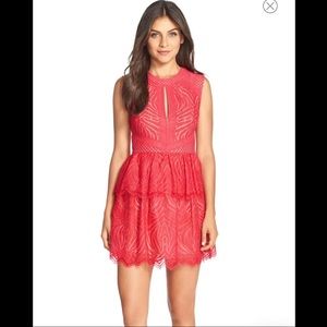 BCBGMAXAZRIA MICAILA LACE FIT-AND-FLARE DRESS